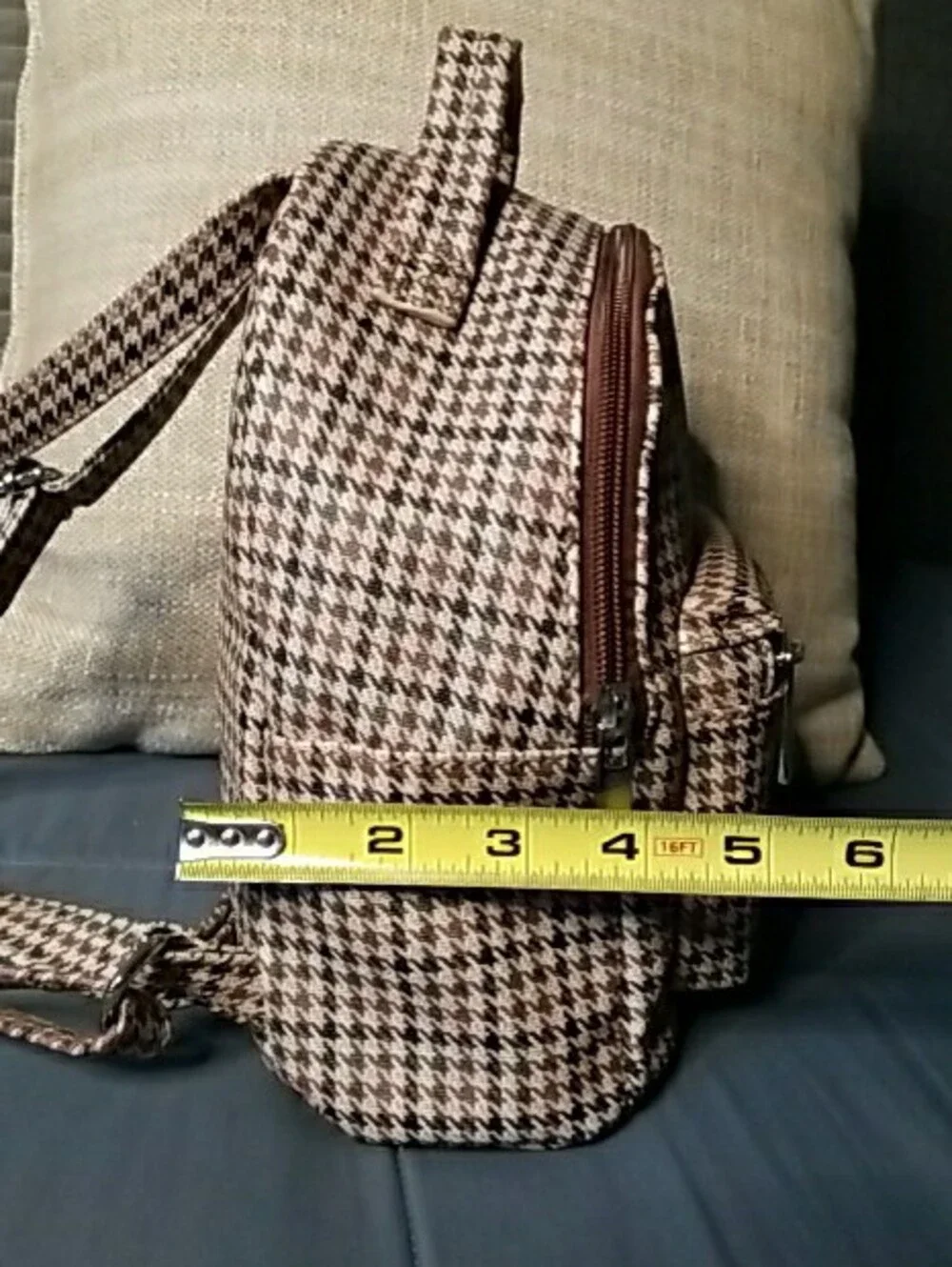 Cato Brown & Black Houndstooth Mini Backpack